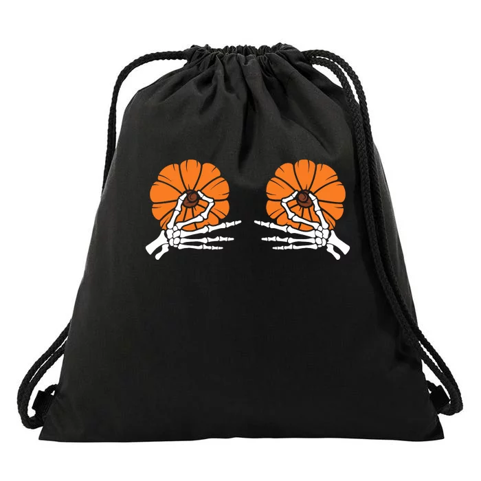 Halloween Pinch Skeleton Pumpkin Boobs Drawstring Bag