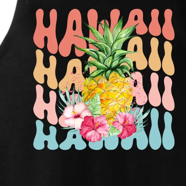 Hawaii Pineapple Summer Groovy Retro Ladies Tri-Blend Wicking Tank