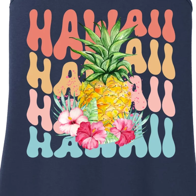 Hawaii Pineapple Summer Groovy Retro Ladies Essential Tank