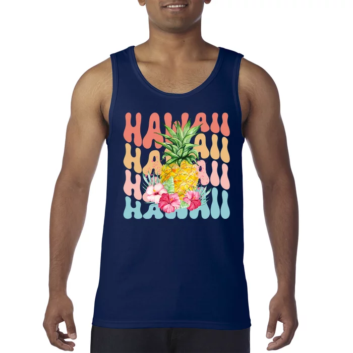 Hawaii Pineapple Summer Groovy Retro Tank Top