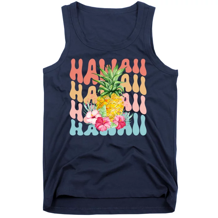 Hawaii Pineapple Summer Groovy Retro Tank Top