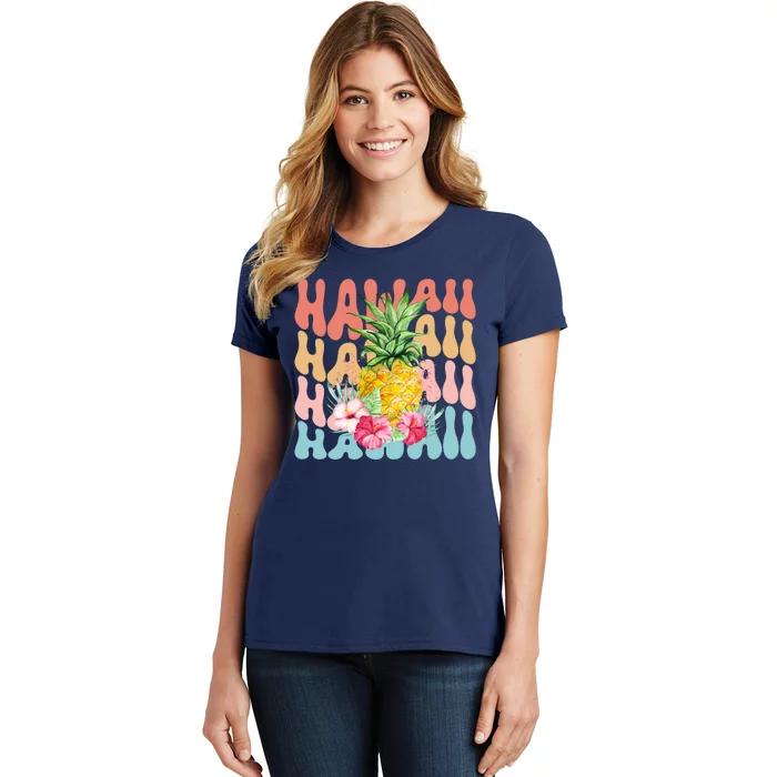 Hawaii Pineapple Summer Groovy Retro Women's T-Shirt