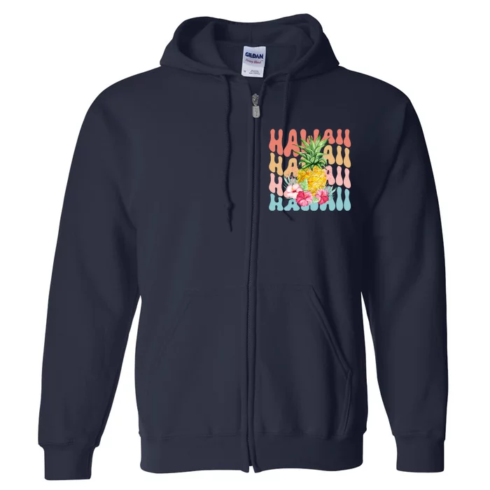 Hawaii Pineapple Summer Groovy Retro Full Zip Hoodie