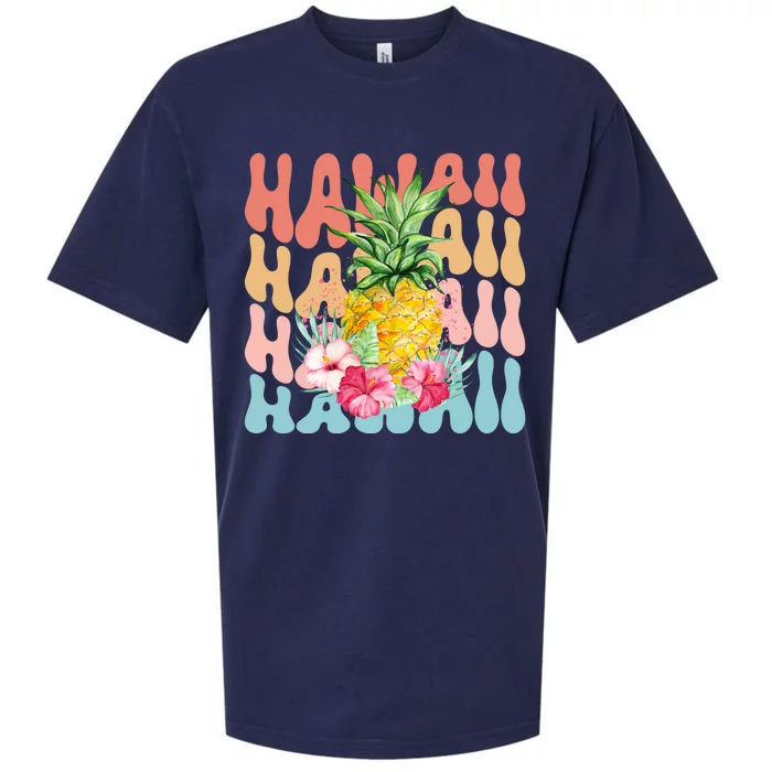 Hawaii Pineapple Summer Groovy Retro Sueded Cloud Jersey T-Shirt