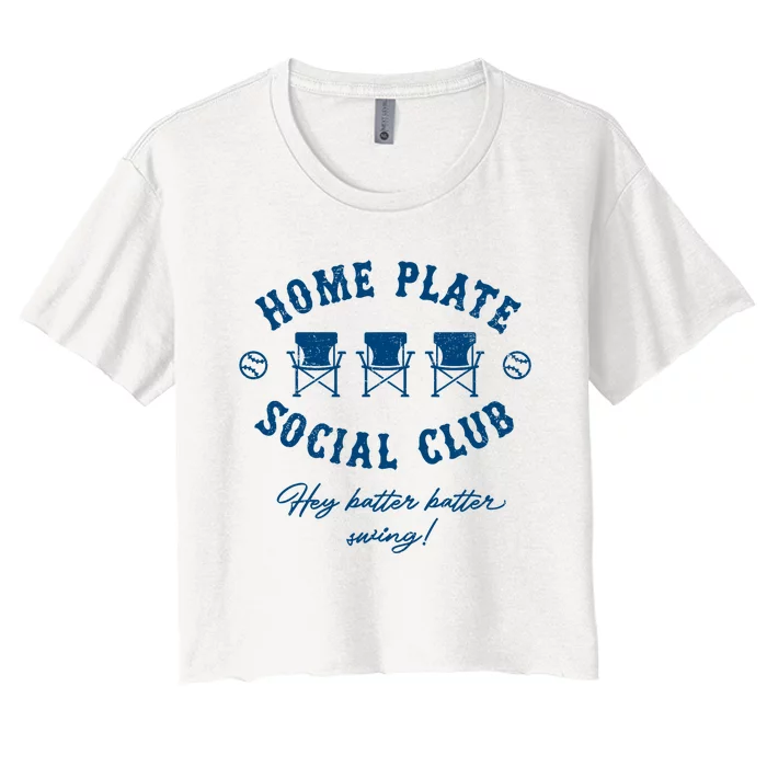 Home Plate Social Club Hey Batter Batter Swing Baseball Women's Crop Top Tee