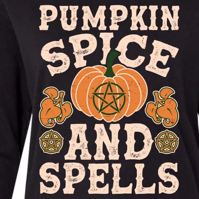 Halloween Pumpkin Spice And Spells Womens Cotton Relaxed Long Sleeve T-Shirt