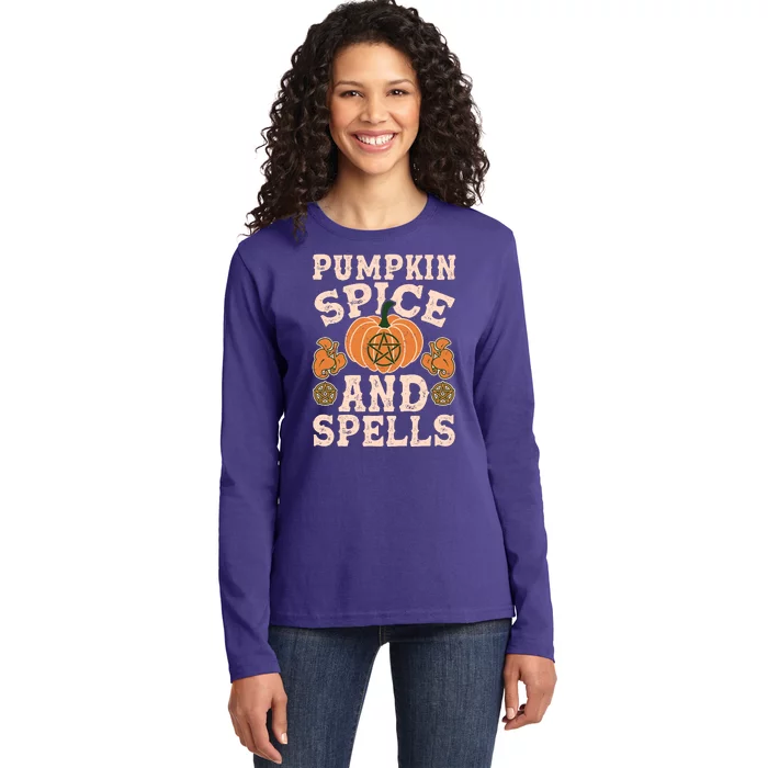 Halloween Pumpkin Spice And Spells Ladies Long Sleeve Shirt