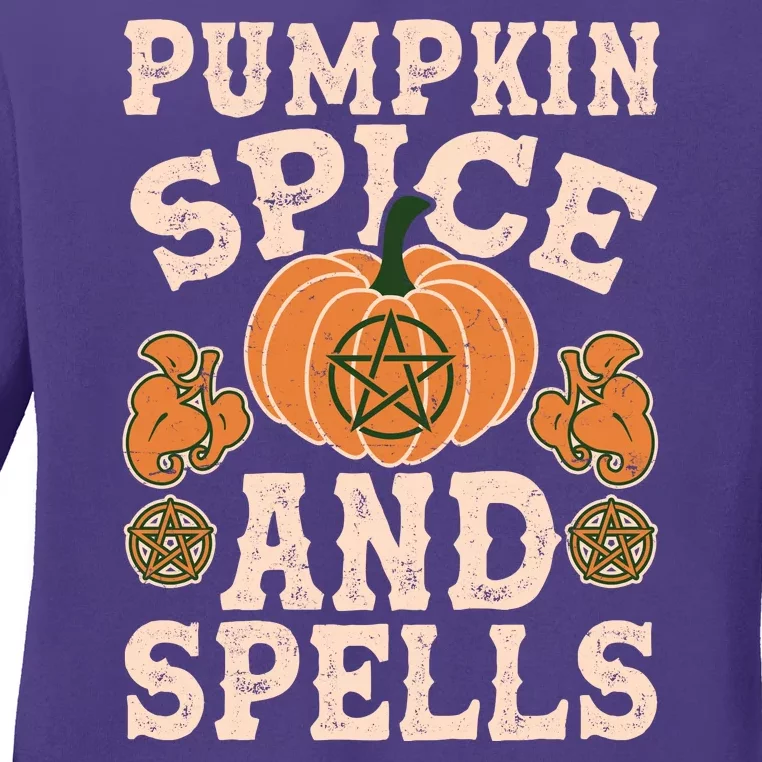 Halloween Pumpkin Spice And Spells Ladies Long Sleeve Shirt