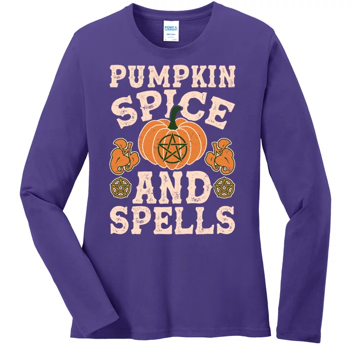 Halloween Pumpkin Spice And Spells Ladies Long Sleeve Shirt