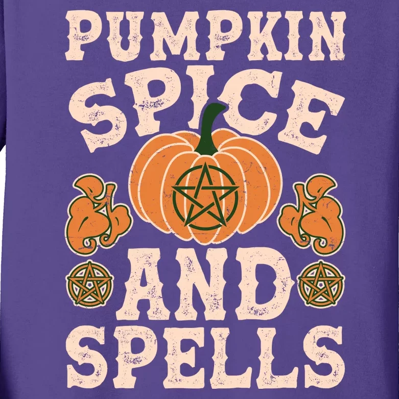 Halloween Pumpkin Spice And Spells Kids Long Sleeve Shirt