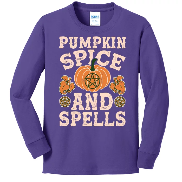 Halloween Pumpkin Spice And Spells Kids Long Sleeve Shirt