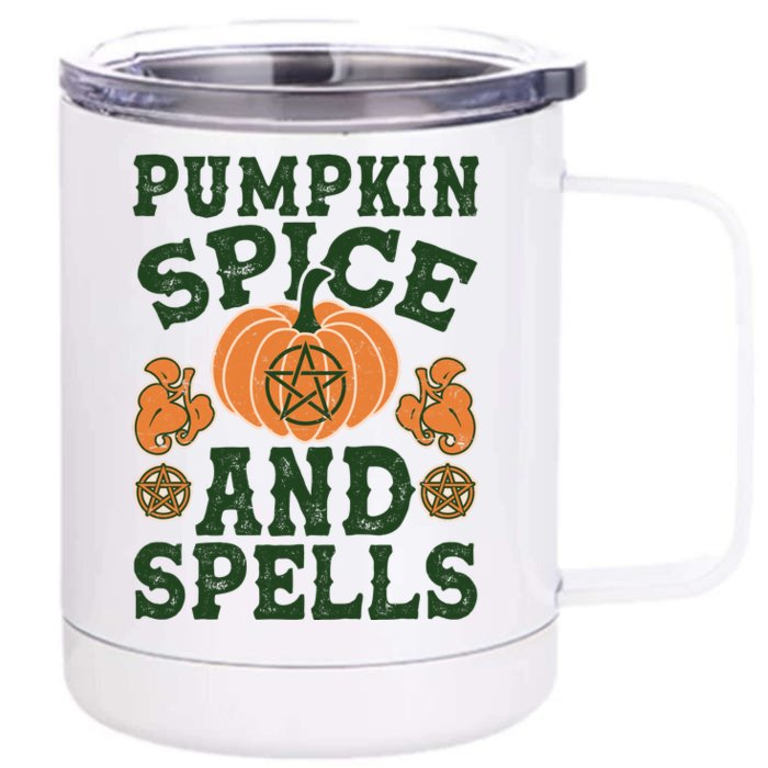 Halloween Pumpkin Spice And Spells Front & Back 12oz Stainless Steel Tumbler Cup