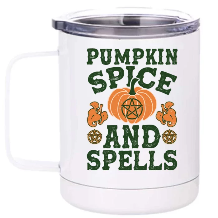 Halloween Pumpkin Spice And Spells Front & Back 12oz Stainless Steel Tumbler Cup