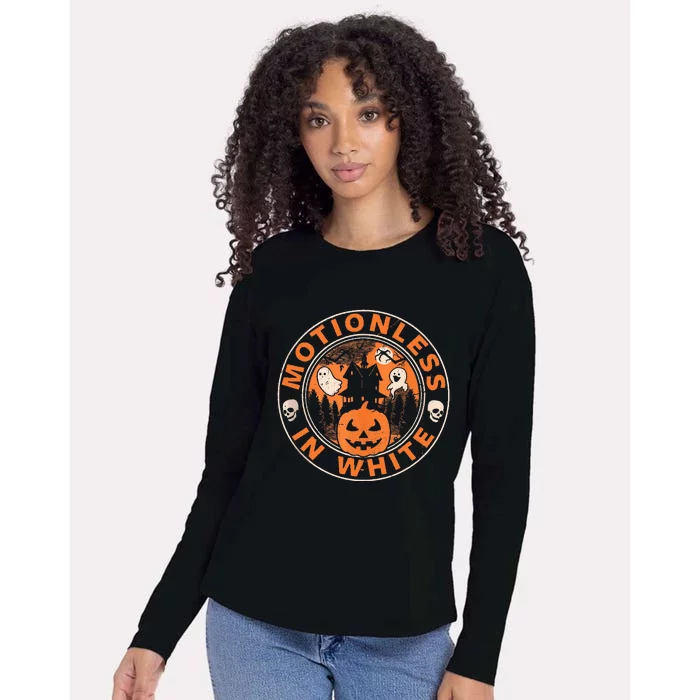 Halloween Pumpkin Scary Funny Motionlesses In White Womens Cotton Relaxed Long Sleeve T-Shirt