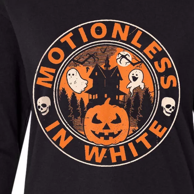 Halloween Pumpkin Scary Funny Motionlesses In White Womens Cotton Relaxed Long Sleeve T-Shirt