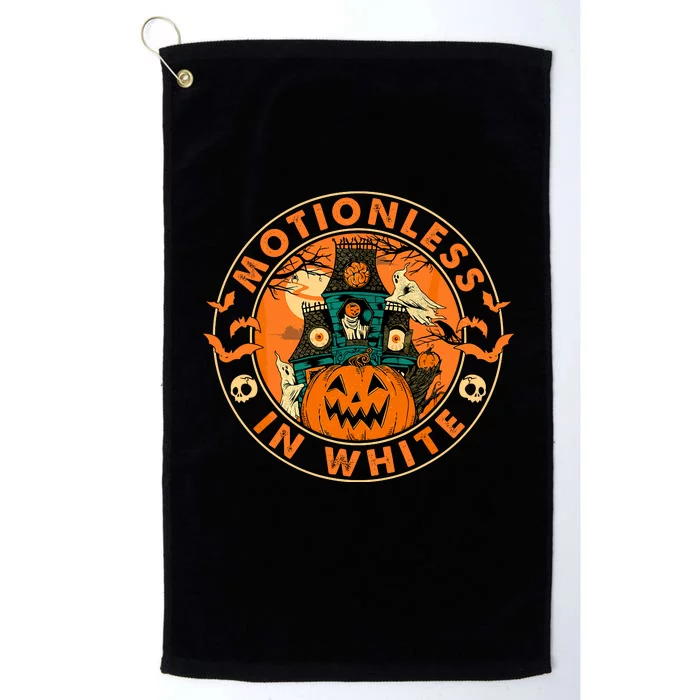 Halloween Pumpkin Scary Funny Motionlesses In White. Platinum Collection Golf Towel