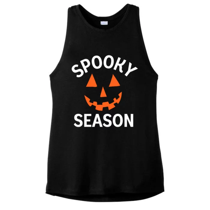 Halloween Pumpkin SpookySeason Design Funny Gift Ladies Tri-Blend Wicking Tank