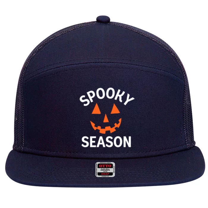 Halloween Pumpkin SpookySeason Design Funny Gift 7 Panel Mesh Trucker Snapback Hat