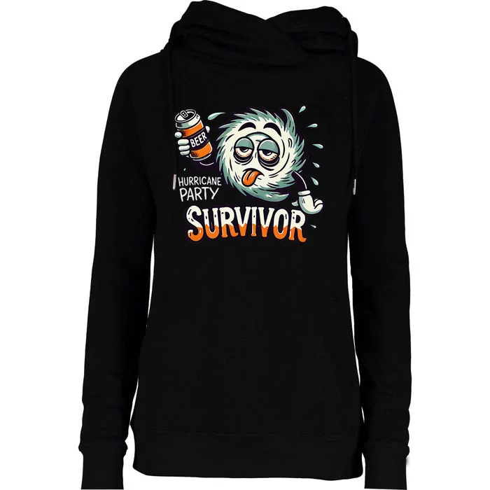 Hurricane Party Survivor Hungover Beer Drinking Hurricane Womens Funnel Neck Pullover Hood