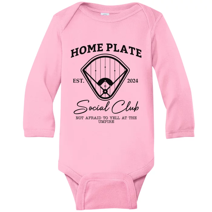 Home Plate Social Club Baseball Mom Baby Long Sleeve Bodysuit