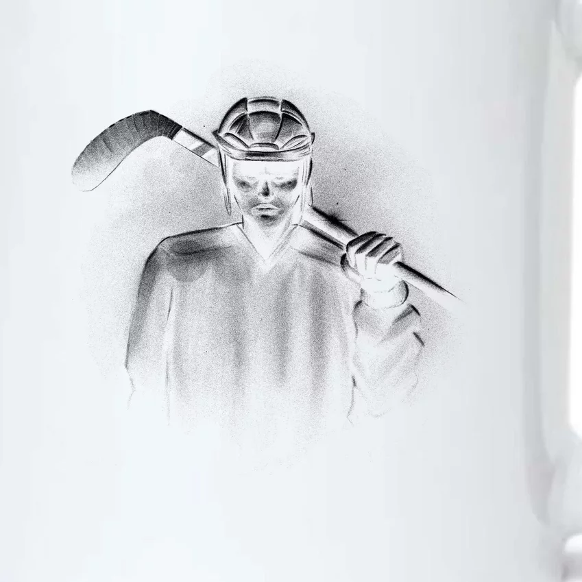 Hockey Player Sketch Black Color Changing Mug