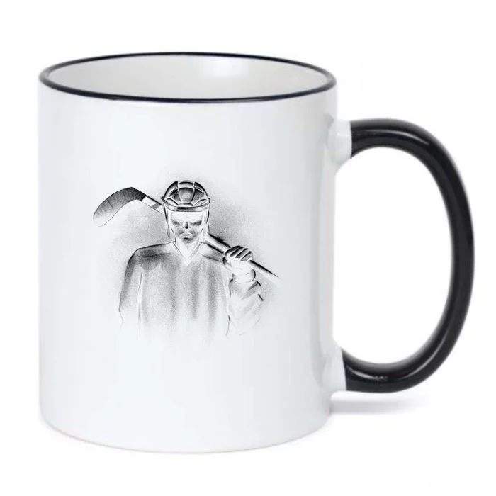 Hockey Player Sketch Black Color Changing Mug