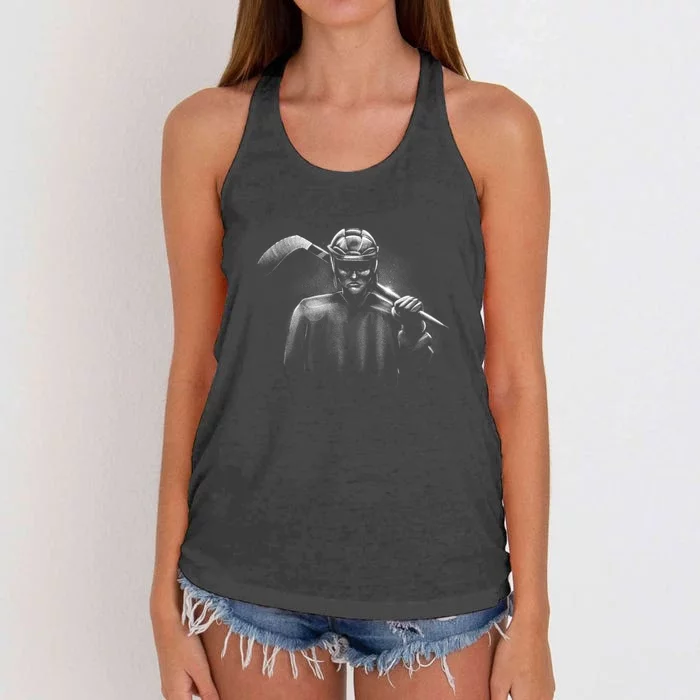 Hockey Player Sketch Women's Knotted Racerback Tank