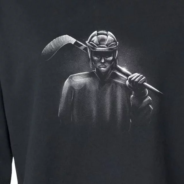 Hockey Player Sketch Cropped Pullover Crew