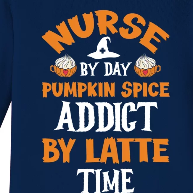 Halloween Pumpkin Spice Latte Nurse Coffee Lover Gift Baby Long Sleeve Bodysuit