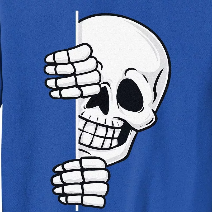 Halloween Peeking Skeleton Scary Tall Sweatshirt