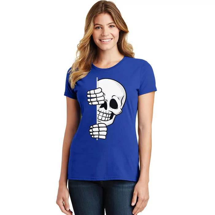 Halloween Peeking Skeleton Scary Women's T-Shirt