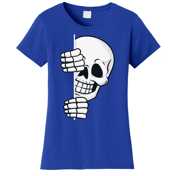 Halloween Peeking Skeleton Scary Women's T-Shirt