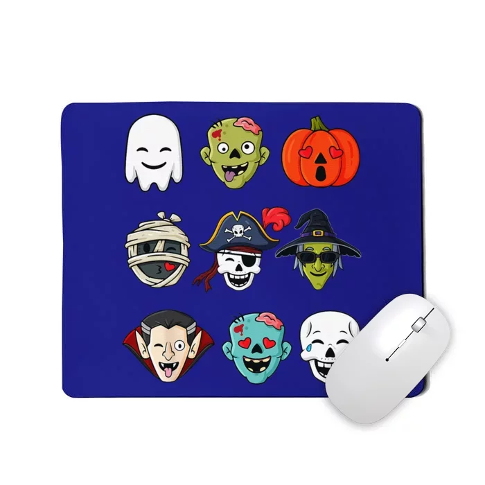 Halloween Pirate Skeleton Zombie Mummy Funny Faces Mousepad