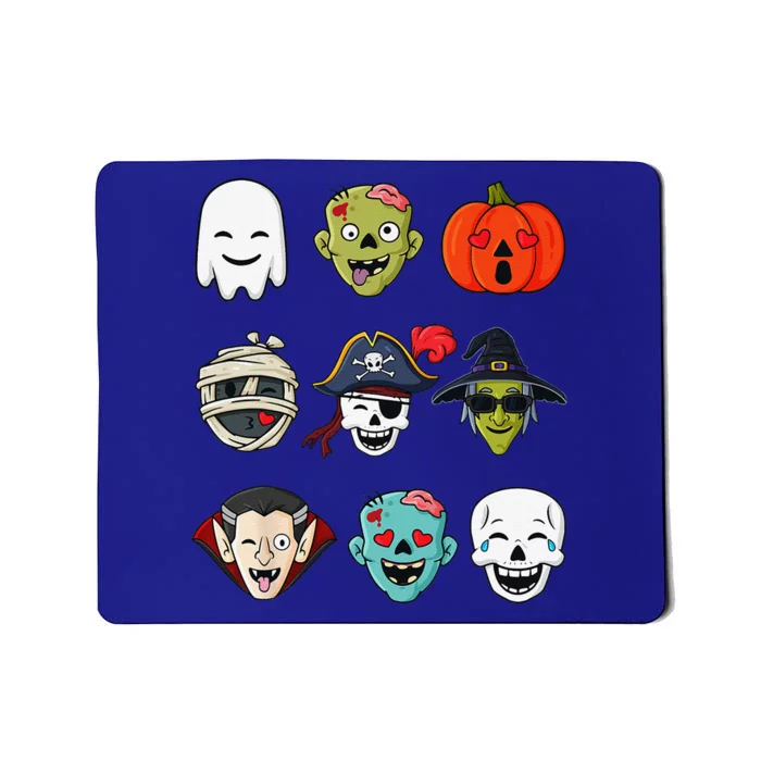 Halloween Pirate Skeleton Zombie Mummy Funny Faces Mousepad