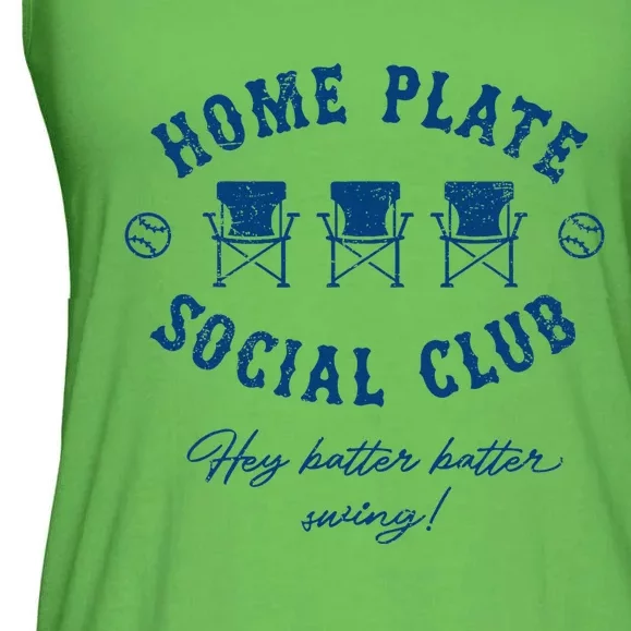 Home Plate Social Club Hey Batter Batter Swing Ladies Essential Flowy Tank