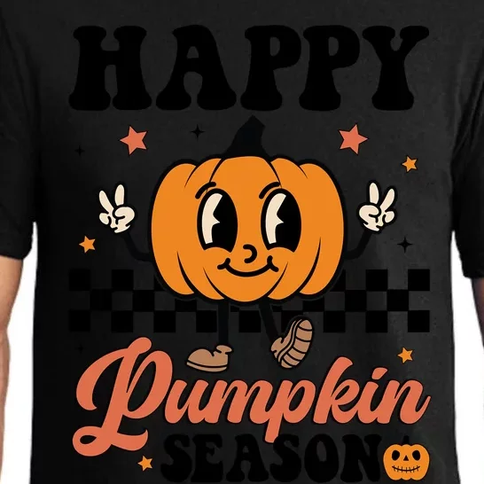 Happy Pumpkin Season Groovy Cute Halloween Funny Gift Pajama Set