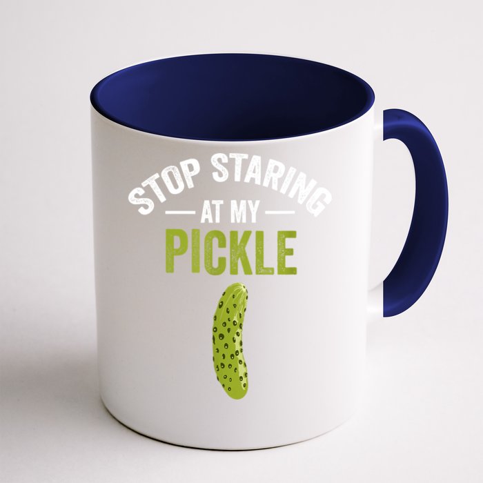 Halloween Pickle Stop Staring At My Pickle Costume Adult Gift Front & Back Coffee Mug