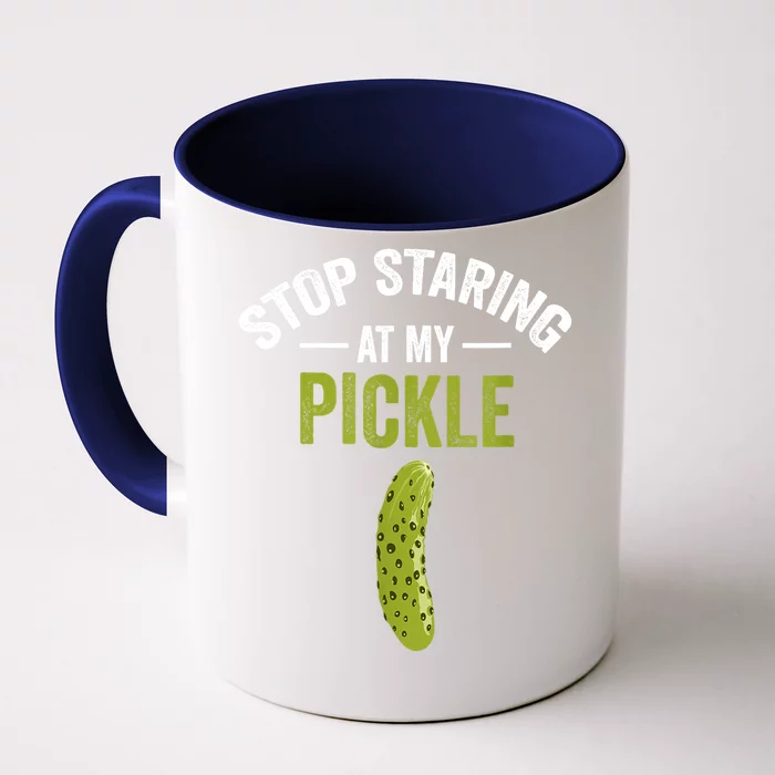 Halloween Pickle Stop Staring At My Pickle Costume Adult Gift Front & Back Coffee Mug