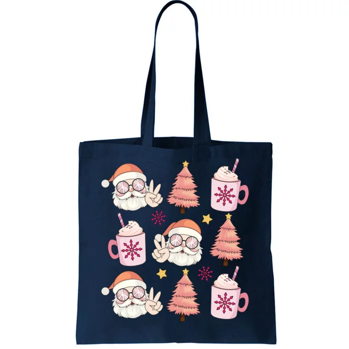 Hippie Peace Santa Christmas Holiday Tote Bag