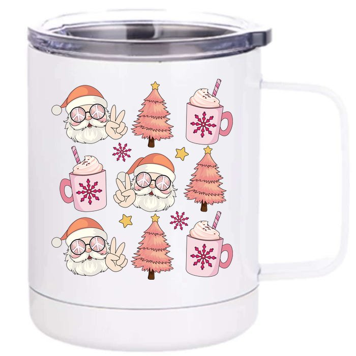 Hippie Peace Santa Christmas Holiday Front & Back 12oz Stainless Steel Tumbler Cup