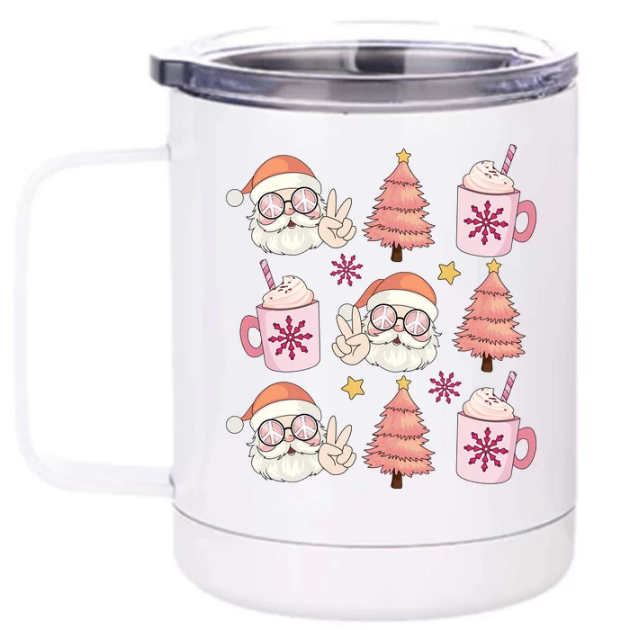 Hippie Peace Santa Christmas Holiday Front & Back 12oz Stainless Steel Tumbler Cup