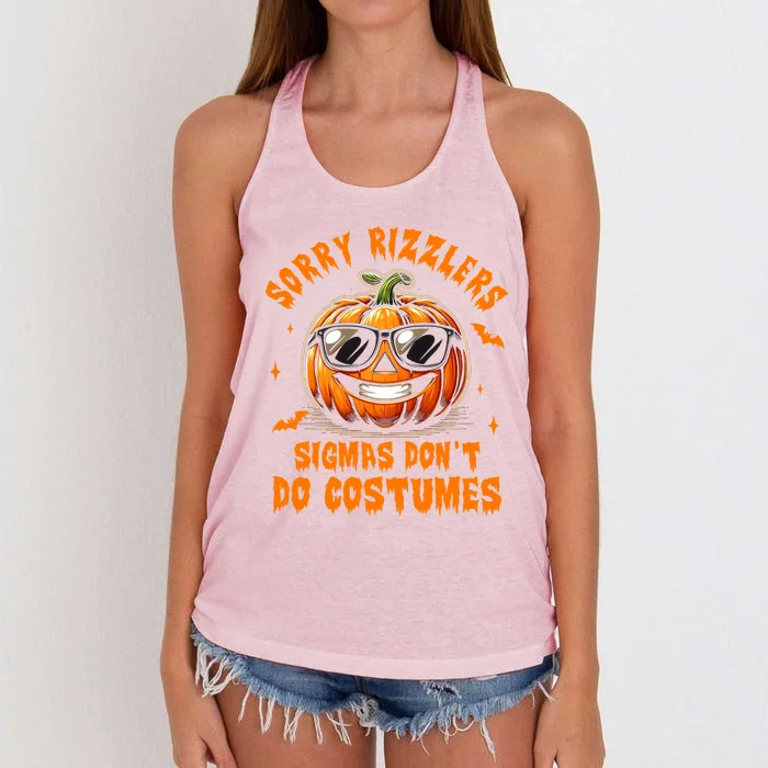 Halloween Pumpkin Spooky Vibes Sigmas DonT Do Costumes Gift Women's Knotted Racerback Tank