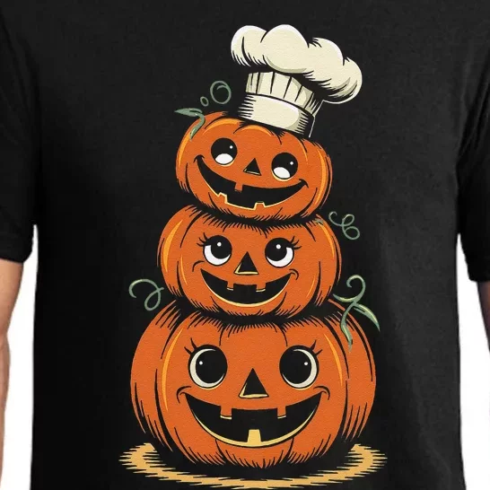 Halloween Pumpkin Stack Chef Hat Spooky Scary Pajama Set