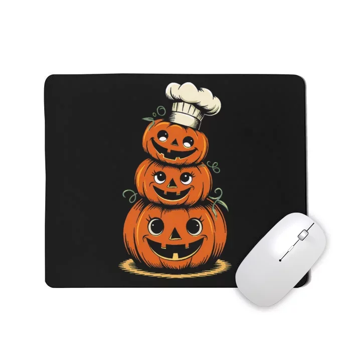 Halloween Pumpkin Stack Chef Hat Spooky Scary Mousepad