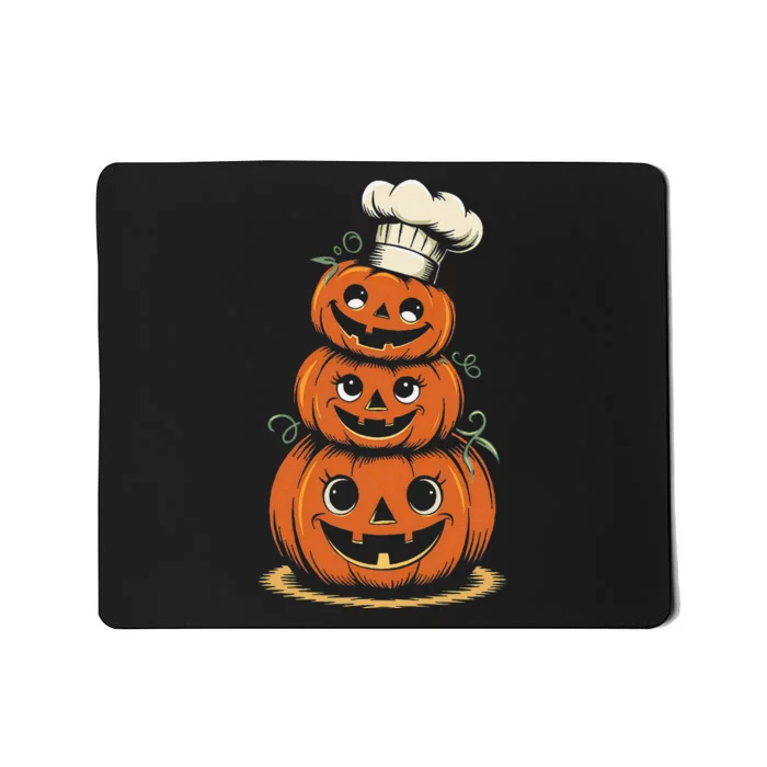 Halloween Pumpkin Stack Chef Hat Spooky Scary Mousepad