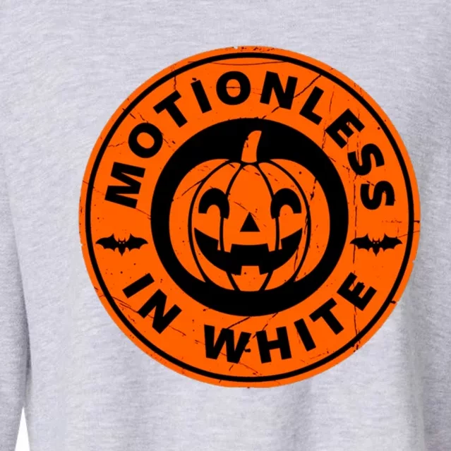 Halloween Pumpkin Scary Funny Motionlesses In White Cropped Pullover Crew