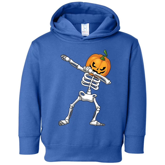 Halloween Pumpkin Skeleton Dabbing Funny Gift Toddler Hoodie