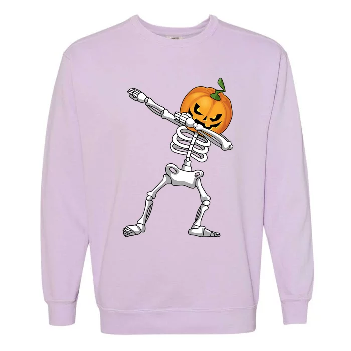 Halloween Pumpkin Skeleton Dabbing Funny Gift Garment-Dyed Sweatshirt