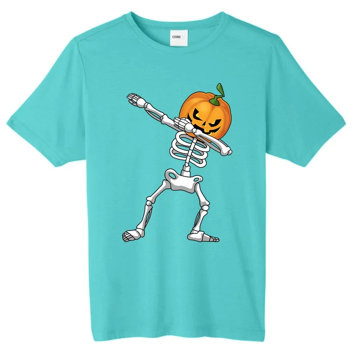 Halloween Pumpkin Skeleton Dabbing Funny Gift ChromaSoft Performance T-Shirt