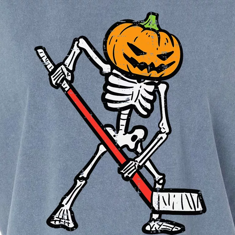 Halloween Pumpkin Skeleton Ice Hockey Costume Garment-Dyed Women's Muscle Tee